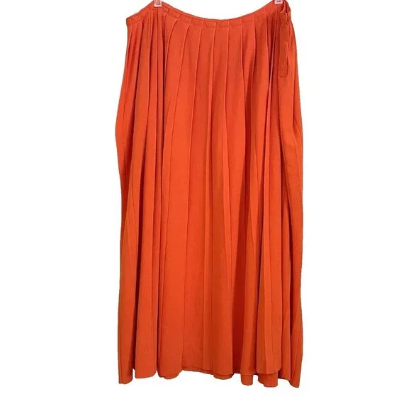J. Crew Midi Pleated Sweater Skirt XXL Orange Knit AR465 - Picture 3 of 9